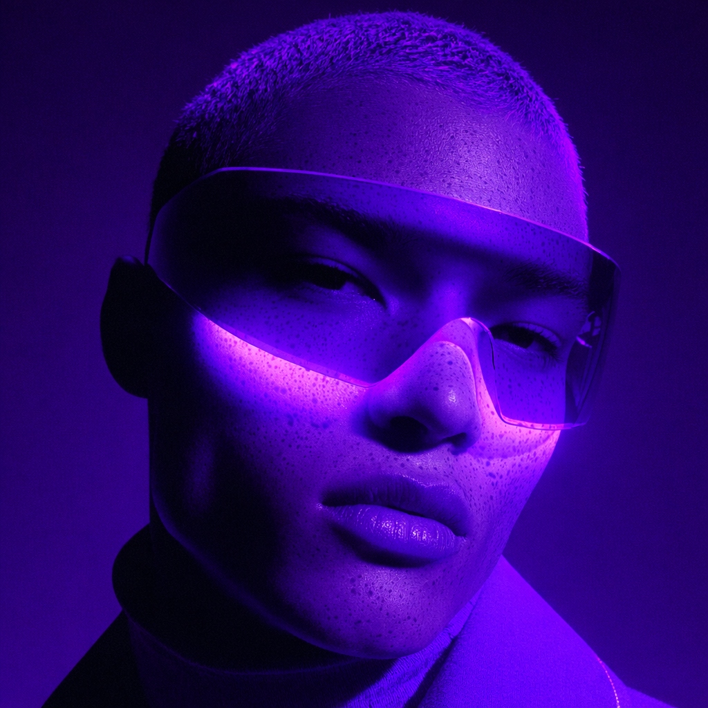 Person with purple goggles