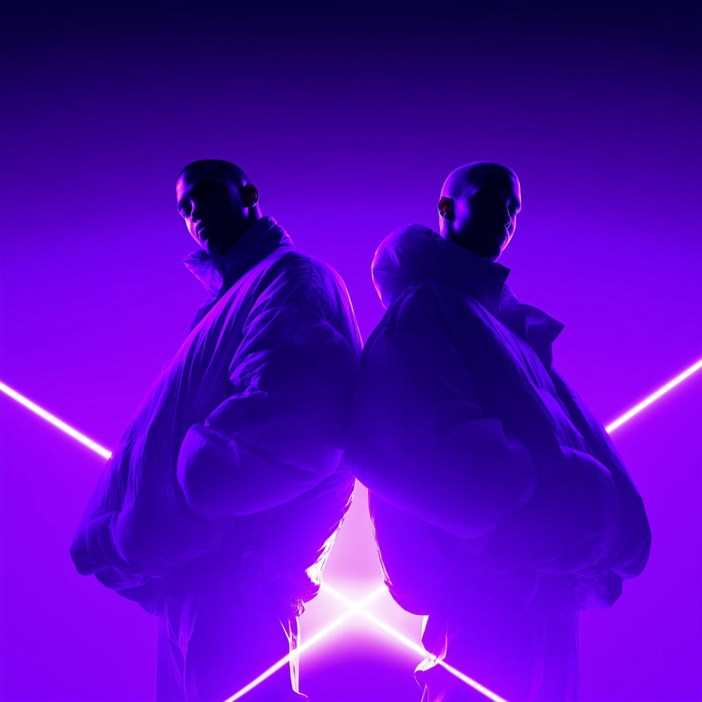 Two people in purple lights